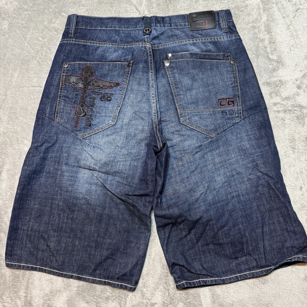 Coogi Jeans Shorts Mens 38 Y2K Baggy Embroidered Jorts Blue Denim 16" Ins